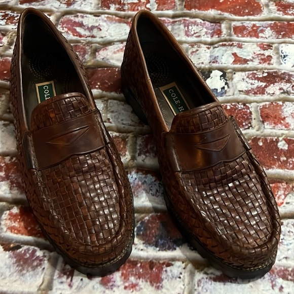 Cole Haan Brown weave leather loafers - Picture 2 of 9